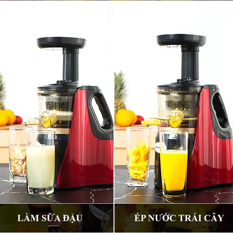 Máy ép trái cây máy ép chậm giữ nguyên các dưỡng chất và vitamin tách kiệt 98,9% nước khỏi bã. Bảo hành 2 năm toàn quốc, đổi mới 7 ngày nếu lỗi. 3