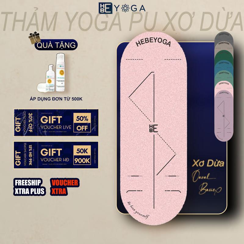 Thảm Tập Yoga Định Tuyến YOGA HBE Xơ Dừa Pu Cao Su Kiểu Dáng Hình Oval Cao Cấp