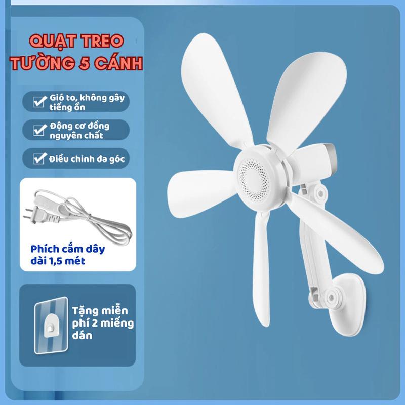  Quạt Trần mini cho phòng tắm và nhà bếp quạt treo tường quạt rèm hướng điều chỉnh 360 độ,Quạt treo tường - 5 cánh 7 cánh 