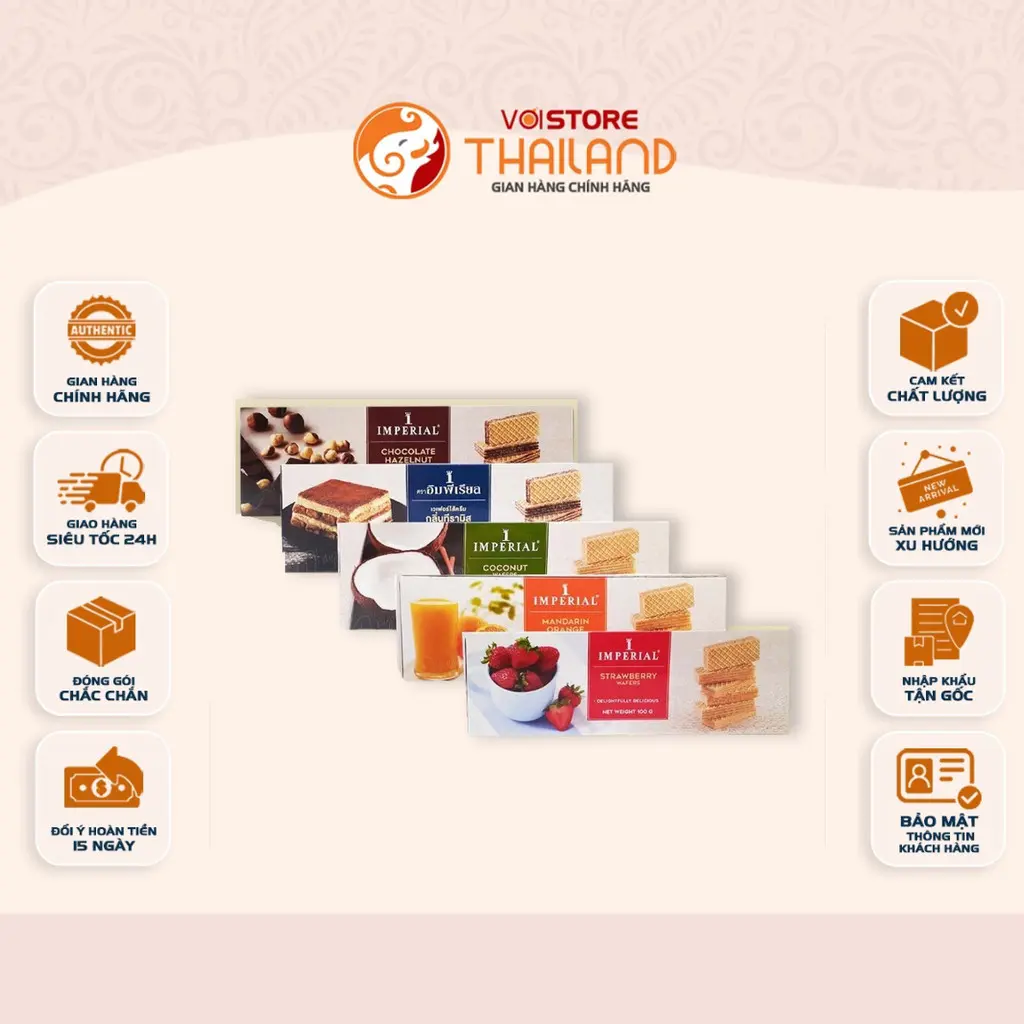 BÁNH XỐP IMPERIAL  HỘP 100G THƠM NGON TỪ THÁI LAN -  Đa dạng hương vị, Xốp mềm, giòn tan