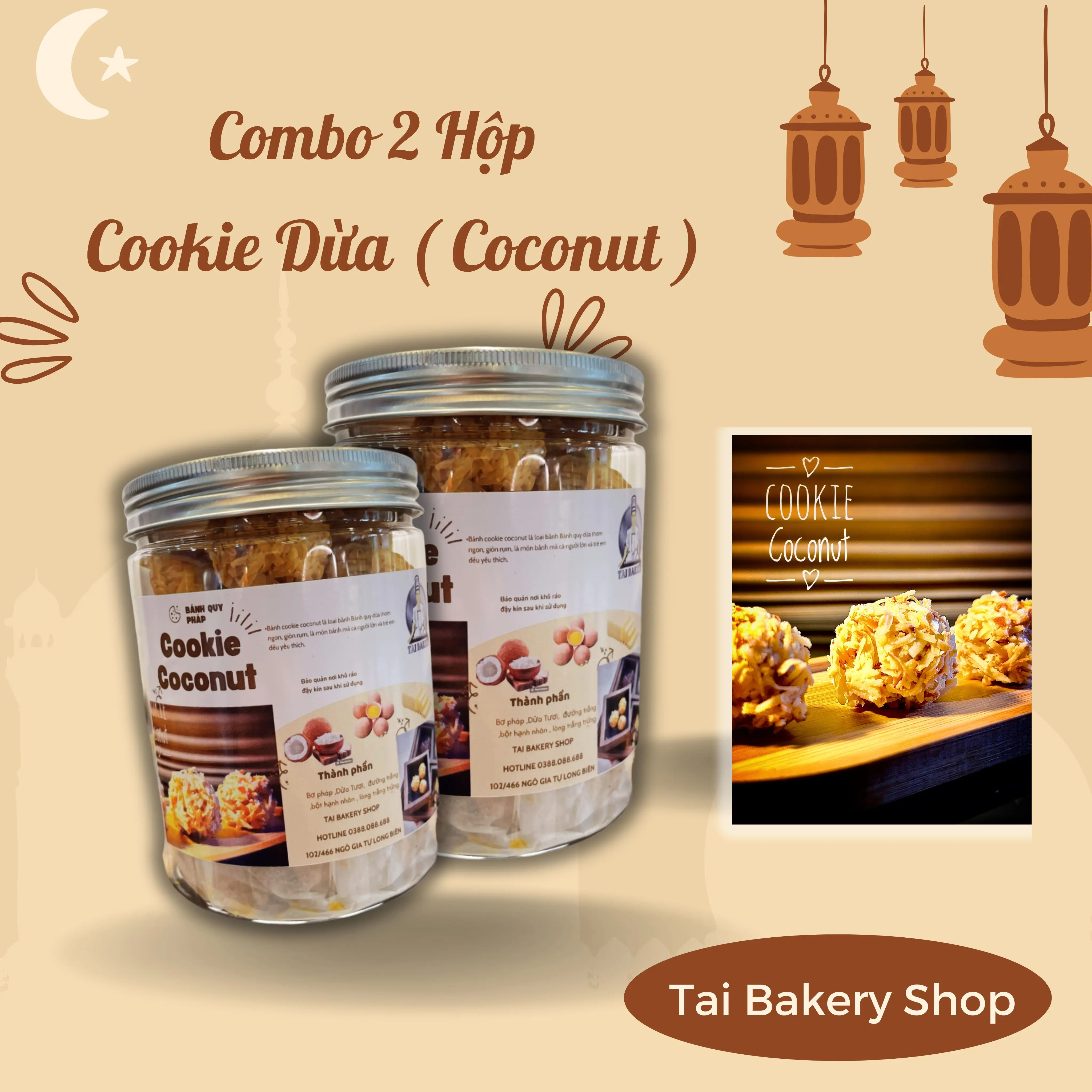 COMBO 2 HỘP COOKIE DỪA ( COCONUT ) TAI BAKERY