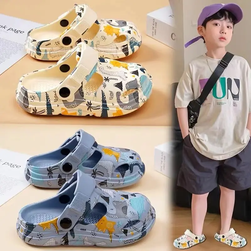 Dép Chống Trượt Cho Bé Trai, Đế Mềm, Ngón Chân Kín, Bít Mũi, Chống Va Chạm, Giày Đi Biển, Hàng Mới Về Mùa Hè 2024, Thích Hợp Cho Trẻ Em Trung Bình Và Lớn, Có Thoáng Khí, Kiểu 2024 Sandal Dép Sandal