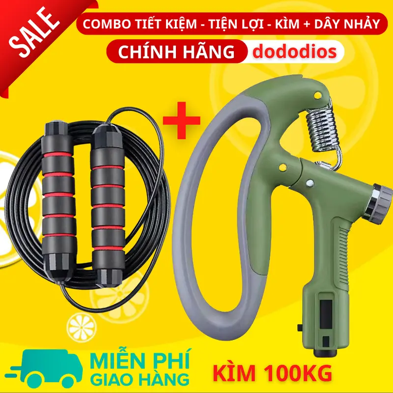 Combo Kìm Bóp Tay Dây Nhảy Lõi Thép - Kìm 60kg Và 120kg - Màn Hình Điện Tử Đếm Số - Hãng Dododios 5