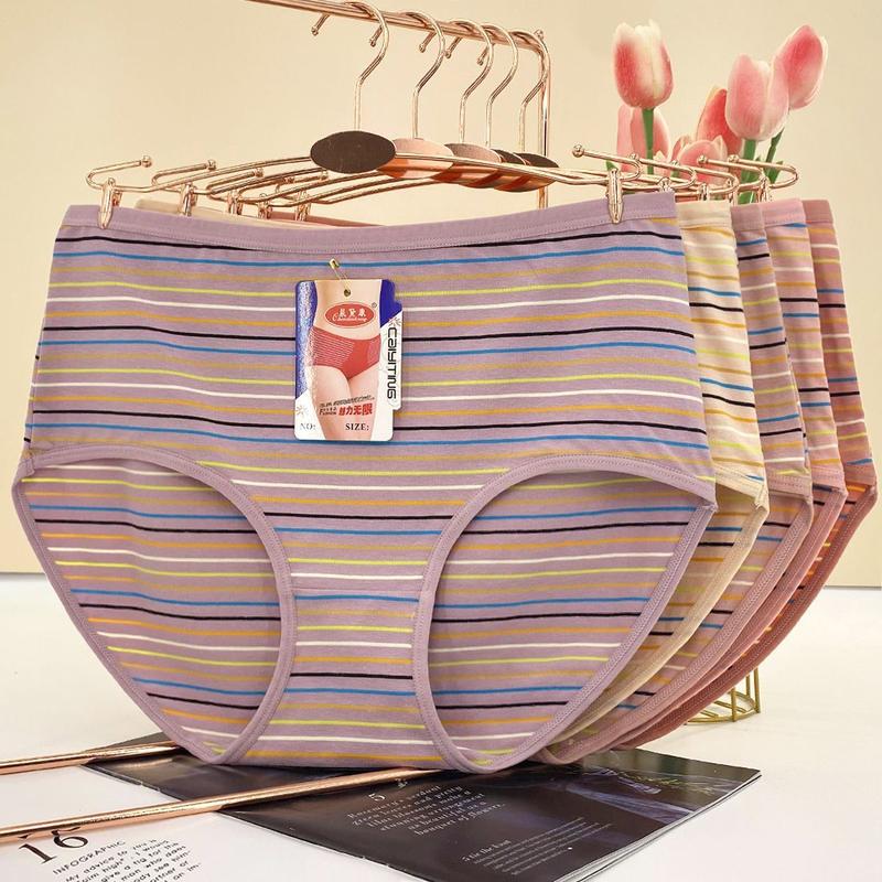 Product Introduction of Đồ Lót Nữ Sọc Đầy Màu Sắc, Cotton Nguyên Chất, Thoáng Khí, Dành Cho Phụ Nữ Trung Người Già Và Cao Tuổi, Ngoại Cỡ, Dáng Rộng Vừa Vặn, cạp vừa, Quần Lót Tam Giác, 100kg, Bộ Sưu Tập Năm 2025 [1559 Yêu Thích] 1