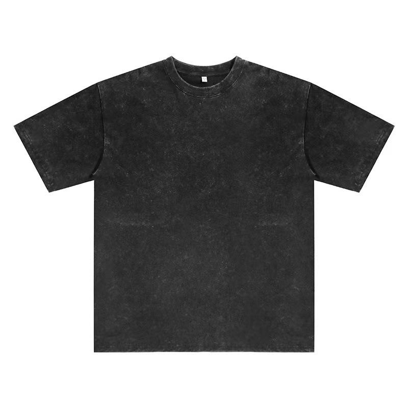 Product Introduction of 230G Heavy Washed Distressed Short-Sleeved T-shirt Men's All-Match Solid Color Loose round Neck 16