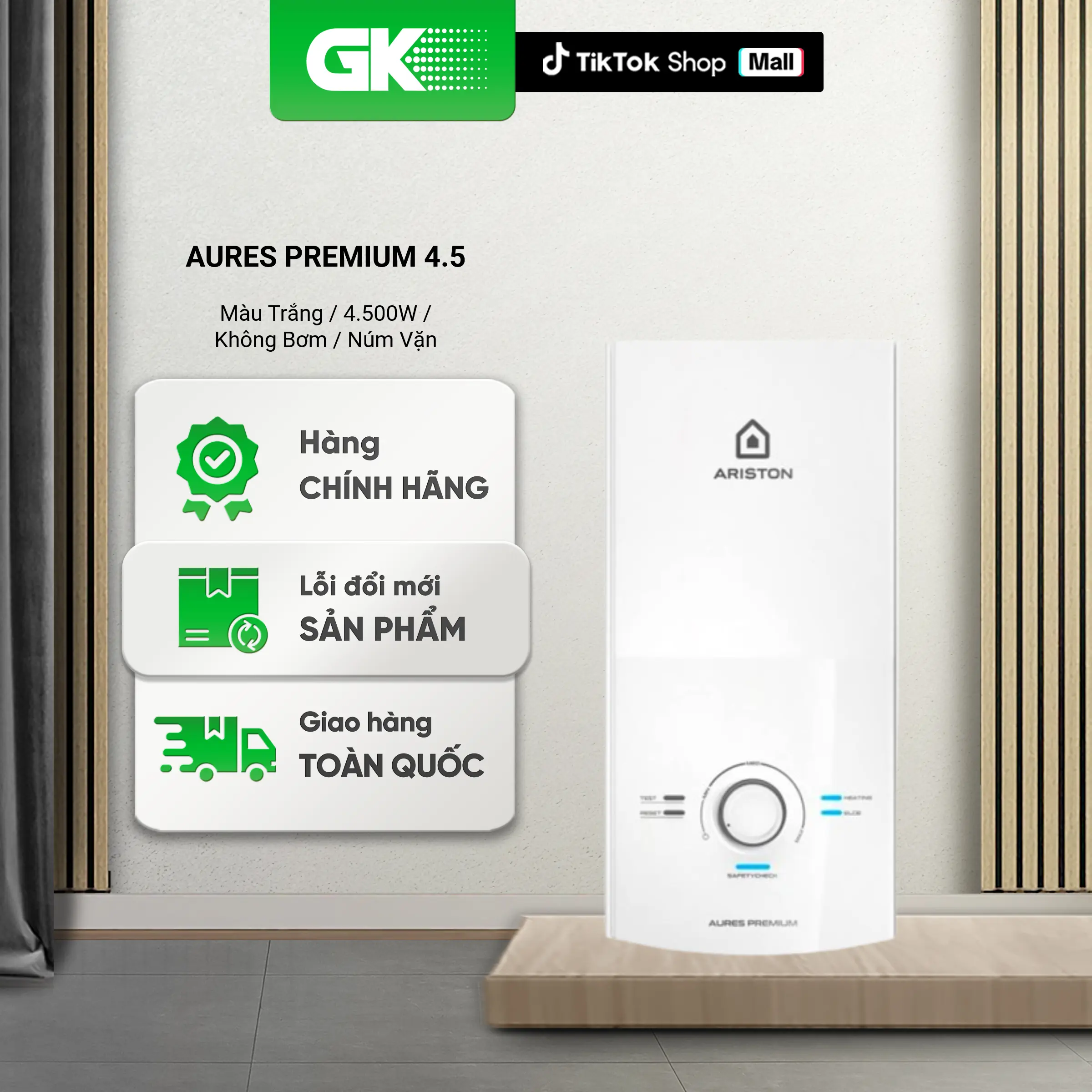 [GIAO TOÀN QUỐC] Máy Nước Nóng Trực Tiếp ARISTON 4500W AURES PREMIUM 4.5 (Không Bơm, Trắng) | AURES PREMIUM+ 4.5 (Không Bơm, Xám) // AURES PREMIUM 4.5P IVORY (Có Bơm, Trắng) | AURES PREMIUM+ 4.5P RS (Có Bơm, Xám) | AURES TOP 4.5P (Có Bơm, Xám Đen)