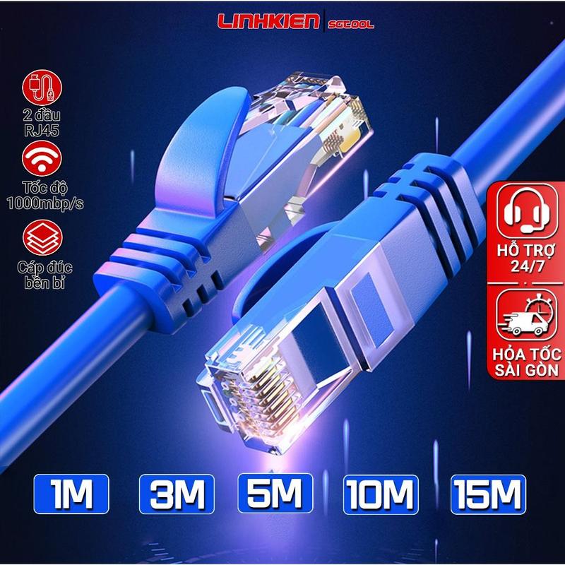 Dây cáp mạng tốc độ cao RJ45 2 đầu bấm sẵn kết nối internet cho máy tính, laptop chiều dài 1m 3m 5m 10m 15m