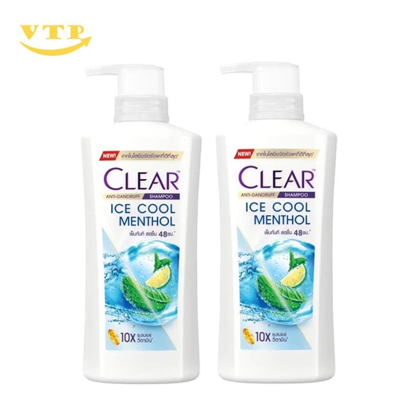  Combo 2 Dầu Gội Clear Bạc Hà Thái Lan 370ml Chai Dưỡng Tóc 