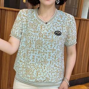 Women'S Short Sleeved New Style Mom Middle-Aged Loose High-End Small Shirt Middle-Aged Women'S T-Shirt Short Sleeved
