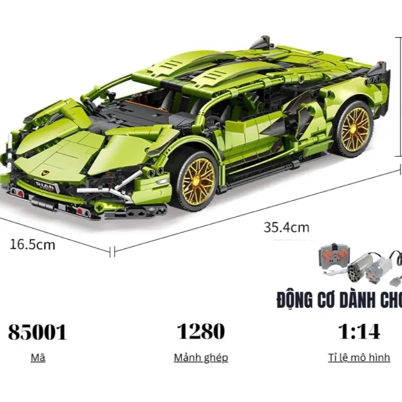 [Bản nâng cấp] Mô hình lắp ráp siêu xe Lambo Sian 1280Pcs tỉ lệ 1:14,Đồ chơi ôtô điều khiển lắp ghép