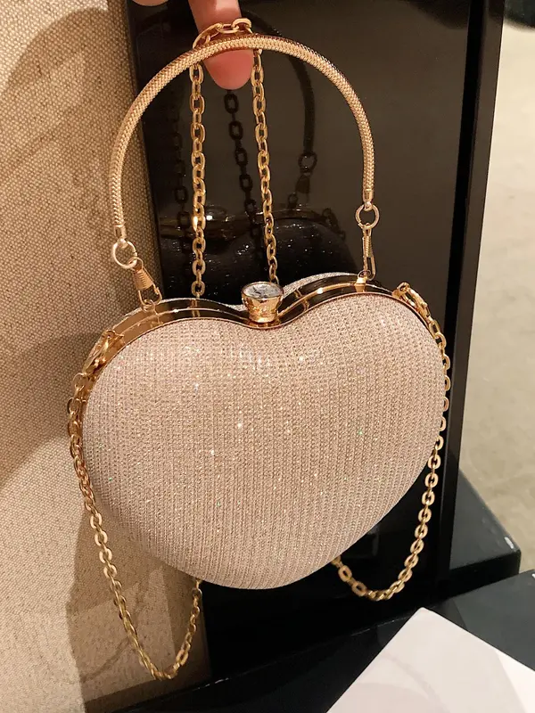 Women's Elegant Heart Shaped Design Evening Bag, Fashion Chain Strap Purse Shoulder Bag for Party, Trendy All-match & Exquisite Bag for Birthday Gift, Valentine's Day, Gift 6