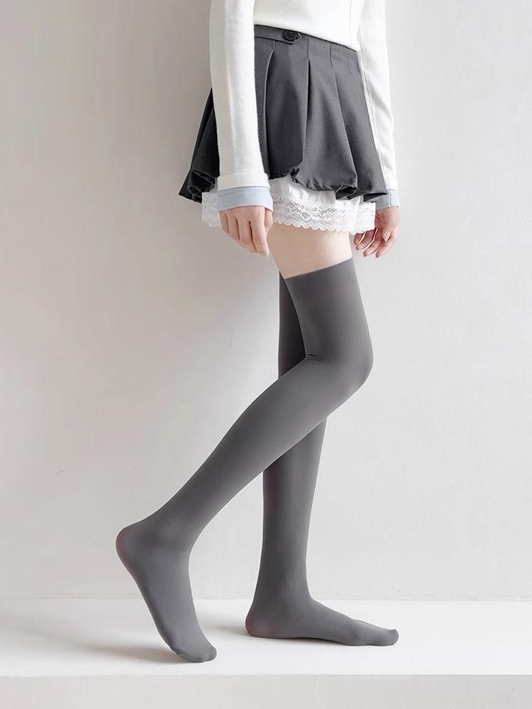 Product Introduction of Brazil Jersey [3475 People Collected] Gray Calf Socks for Women Summer Thin Japanese JK Socks Velvet Stockings Long Tube Half Socks Summer Over-the-Knee Socks 28