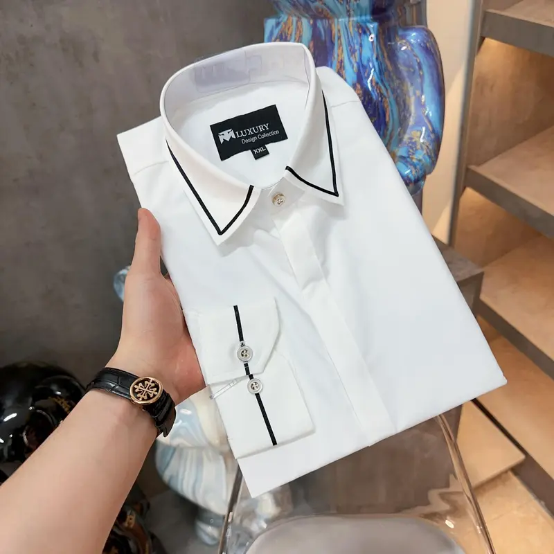 SƠ MI LỤA LUXURY CAO CẤP VIỀN NHỎ ĐEN Menswear 2