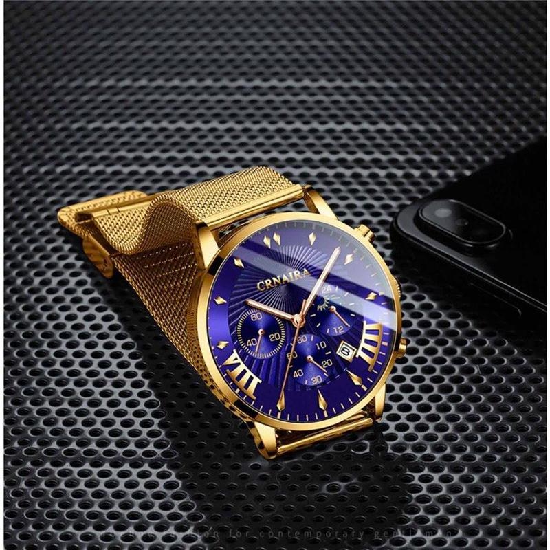 Đồng hồ nam CRNAIRA C2 chính hãng dây thép lưới nhuyễn thời thượng, có lịch ngày và chống xước chống nước 3ATM, TẶNG FULL BOX HỘP CHÍNH HÃNG ,KHĂN MỊN LAU TẶNG FULL BOX HỘP, PIN DỰ PHÒNG ĐỒNG HỒ ,KHĂN MỊN LAU  ( SỐ LƯỢNG QUÀ TẶNG CÓ HẠN)