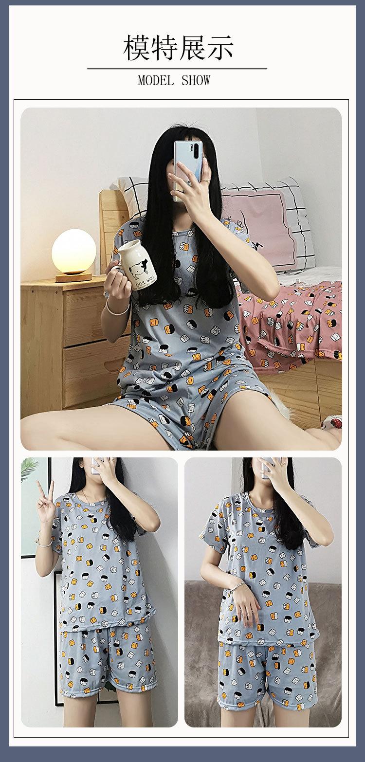 Product Introduction of Bộ Đồ Ngủ ngắn Tay Hàng Mới Về, Dành Cho Nữ, Mỏng Và Thoáng Khí, Thích Hợp Cho Mùa Hè, Áo Chui Đầu Cổ Tròn, Phong Cách Ngọt Ngào Và Dễ Thương, Thích Hợp Cho Các Cô Gái, Bộ Đồ Mặc Nhà 25