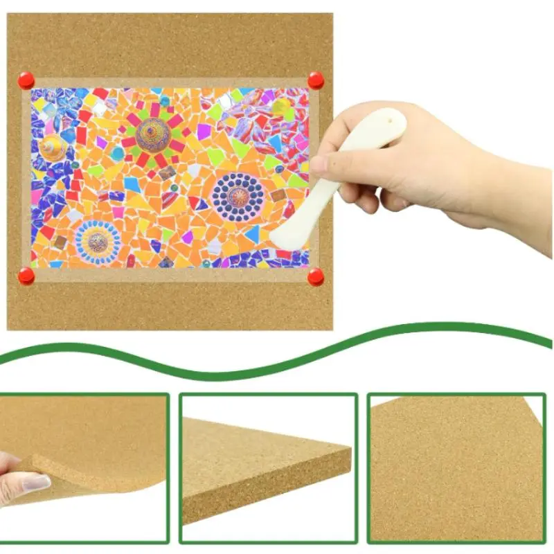 Square Cork Board, 1 Count Message Board with Burnishers, Heat Resistant Work Surface with Cutting Mat, Tools & Kit for Table & Countertop, Decor 3