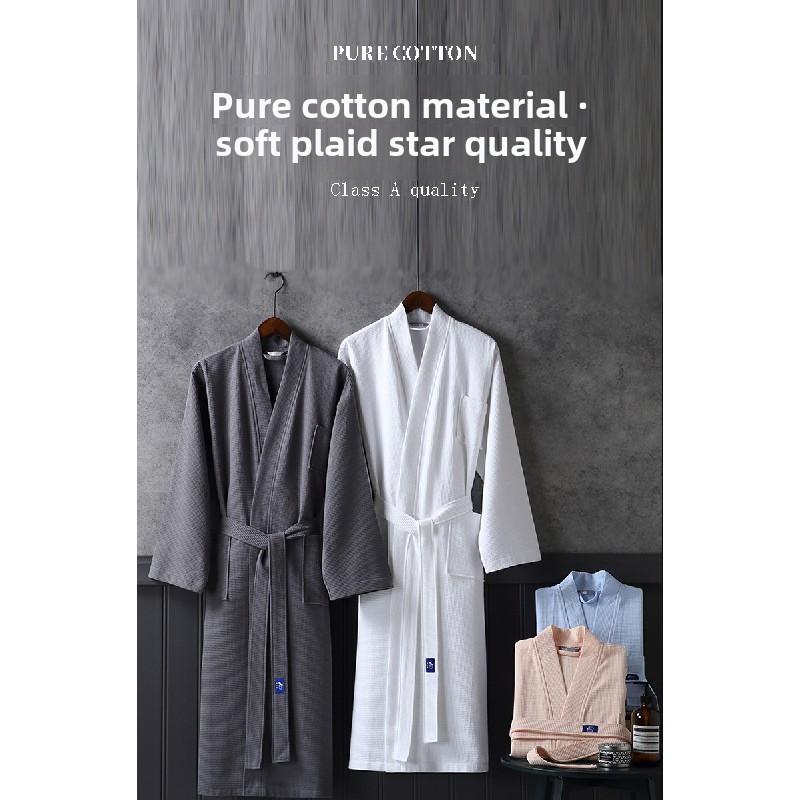 Product Introduction of Bamboo Fiber Brand Towel Waffle Pure Cotton Hotel Bathrobe Men Women Long Nightgown Men Spring Summer Autumn Winter Absorbent Quick-Dry Couple Bathrobe 0