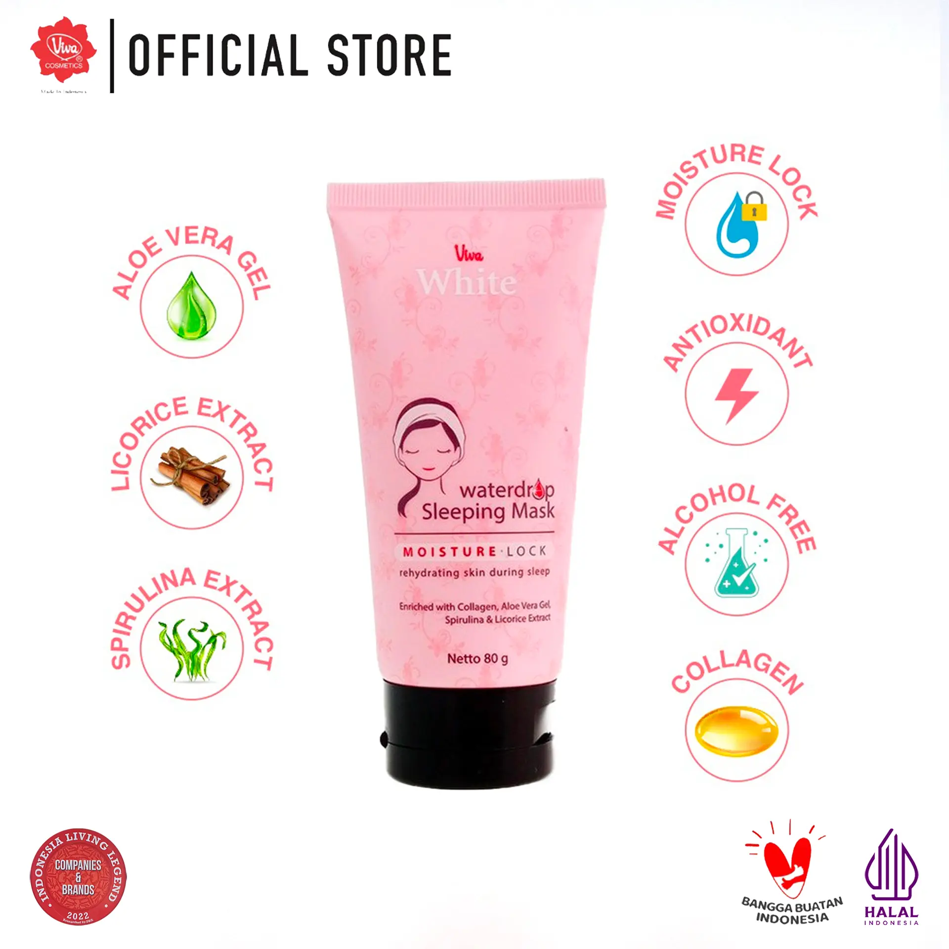 Viva White Waterdrop Sleeping Mask Extract Mencerahkan Perawatan Wajah Licorice