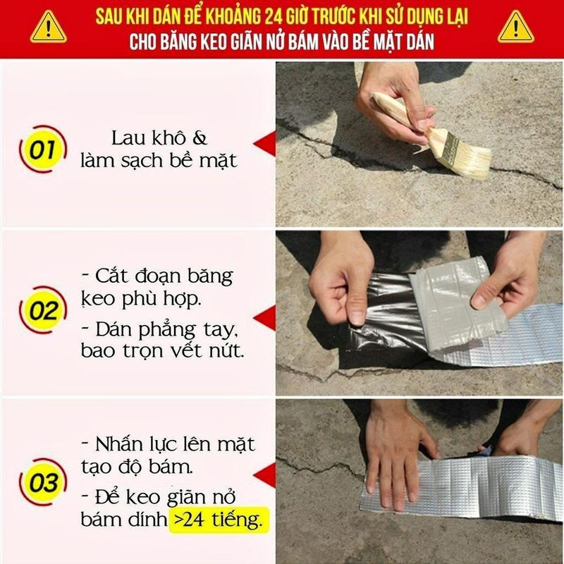 Product Introduction of Băng keo chống thấm X2000 Nhật Bản chính hãng - Rộng 5cm dài 5m - Rộng 10cm dài 5m- Rộng 20cm dài 5m vật  liệu mái  che 37
