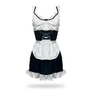 [ RedPink ] Cosplay Maid Perempuan Dapur Kitchen Wiaters Cute Lucu Looks Korean Jepang Girl Lingerie High Quality Dengan Kaitan Adjustable Elastic Front With Pita Hitam No Sleeve Cotton Blends Best Quality KITCHEN MAID