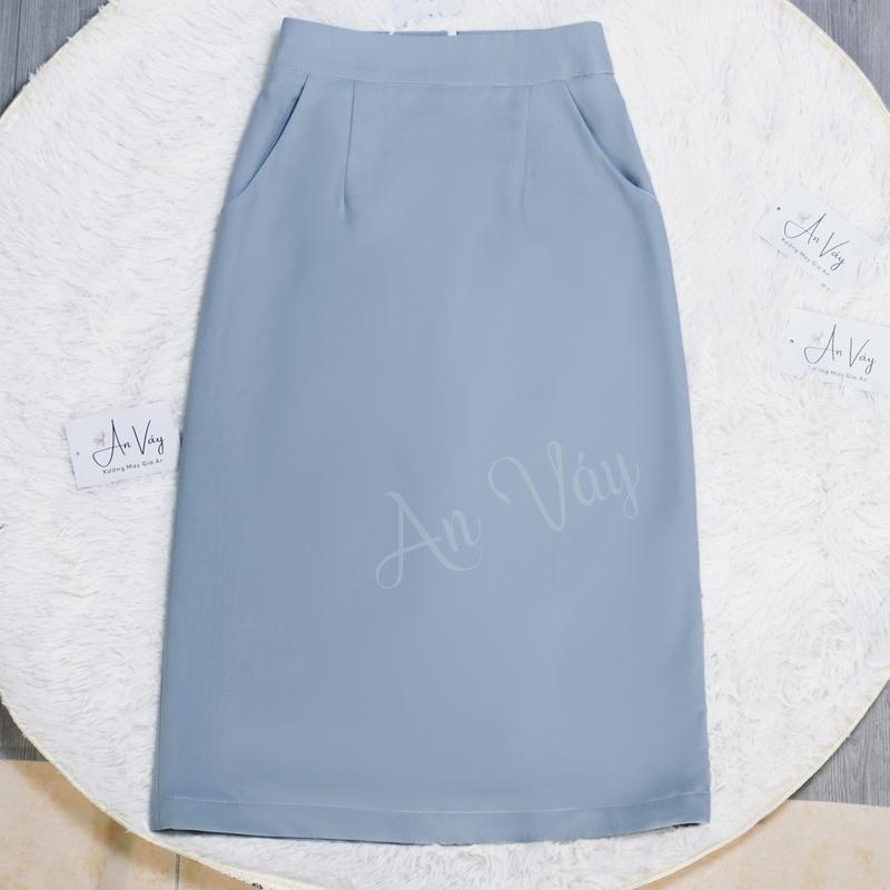 CVSU-06 Chân váy SUÔNG A NHẸ 72cm CÓ TÚI công sở suông chữ A dáng dài qua gối xẻ sau 2 lớp