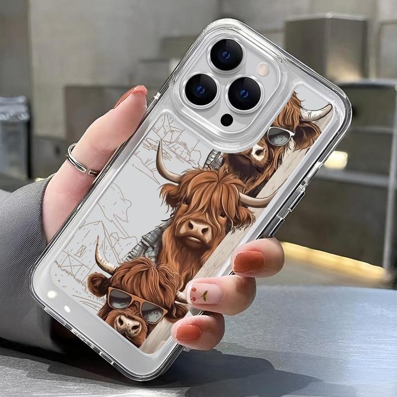 Cartoon Cow Pattern Phone Case, Anti-fall Fully Edged Mobile Phone Case, Kawaii Phone Case, Shockproof Phone Cases Compatible with iPhone 7 8 XR 11 12 13 14 Pro Max 15 Pro Max Cases, Holiday Essentials, Teenage Boy Gift, Cow Merch 3