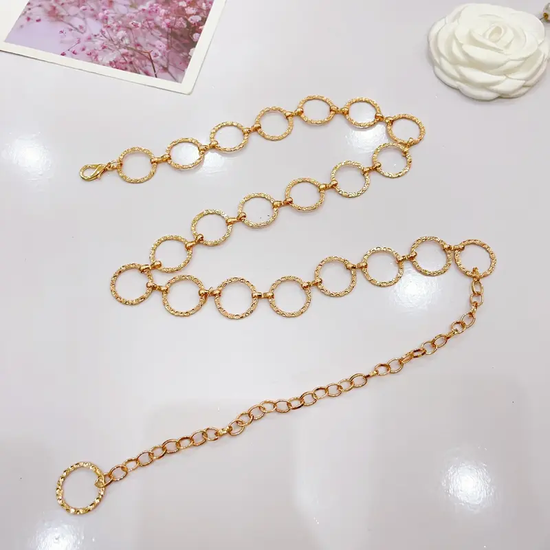 Thắt Lưng Váy Xích Tròn Sần Chất Kim Loại, Bản 2cm, Freesize Dùng Phối Váy Nữ -H&T SHOP 3