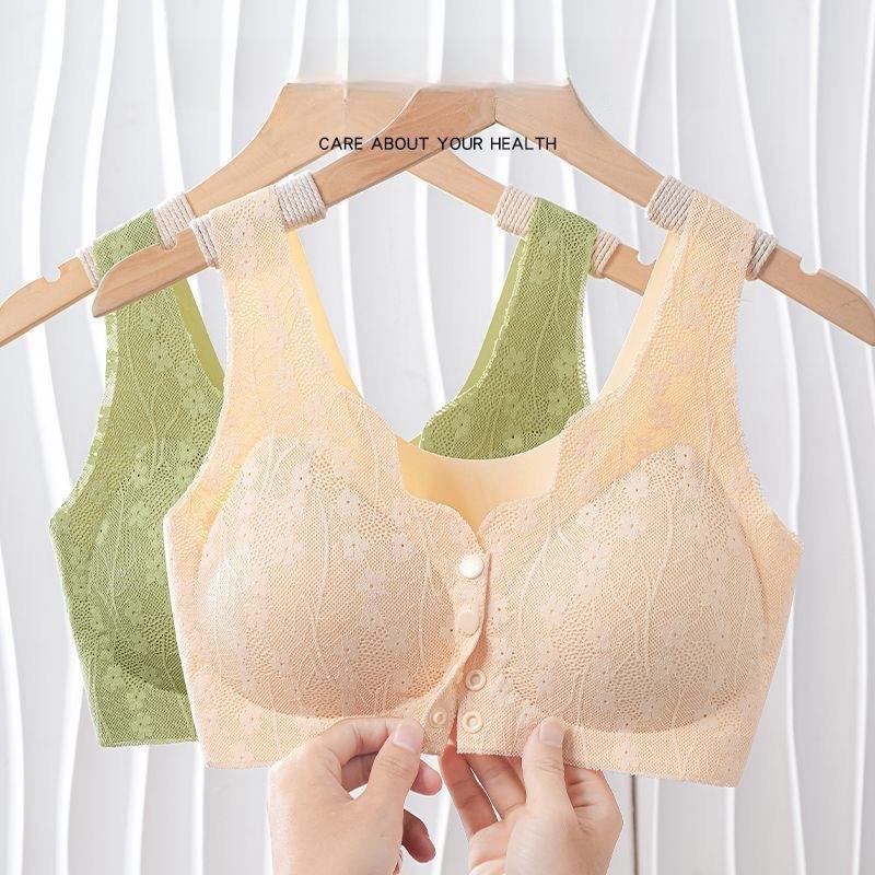 1/2pcs New Lace Without Steel Ring Bra Front Buckle Thin And Seamless Pregnant Women Gather For Breastfeeding Bra Mom's Underwear 6