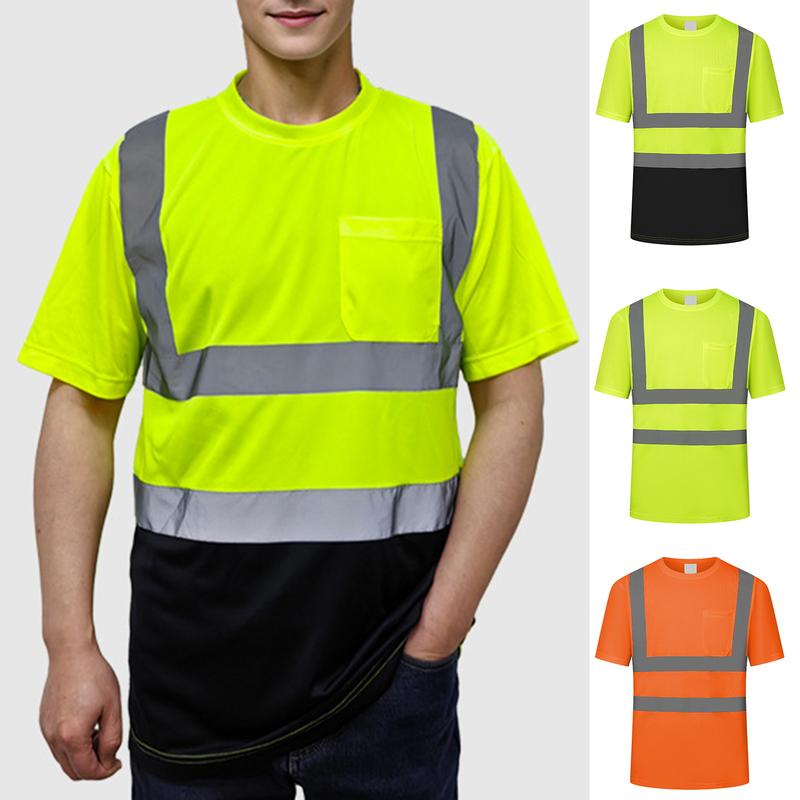 Men Reflective Clothes O-Neck Short Sleeve High Visibility T-Shirt ...