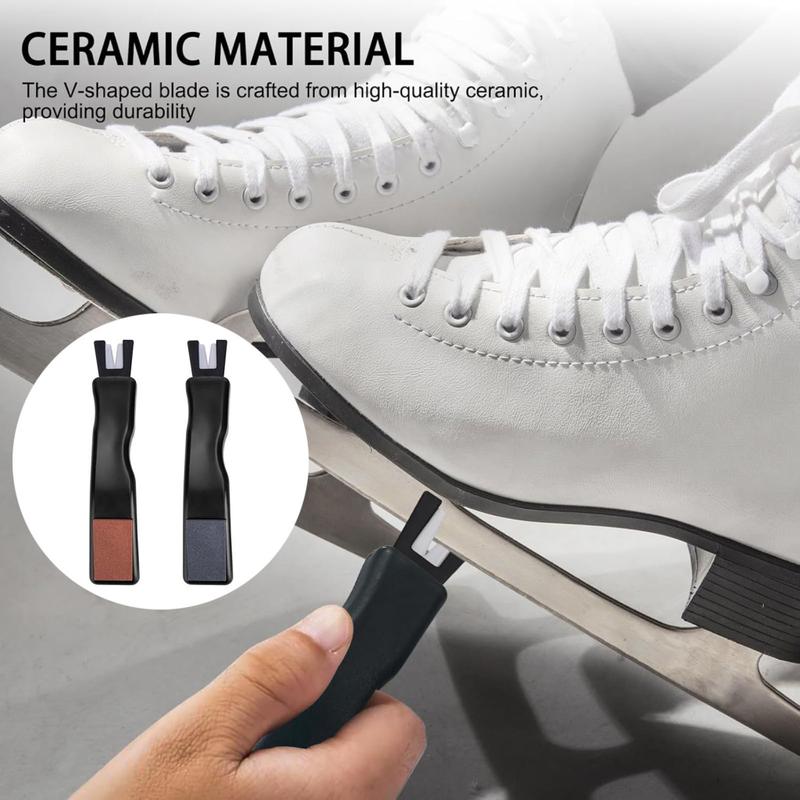 Product Introduction of [Duontr]- Ice Skate Blade Sharpener Premium Ice Skate Sharpener Set for Hockey Skates Double-sided Ceramic Whetstone Blade Sharpening Tool 2 Pcs Accessories for Edges 0