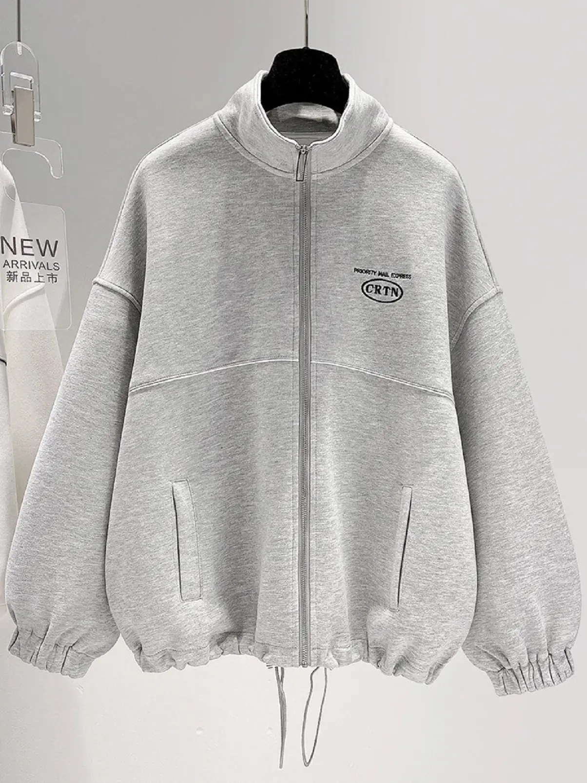 ÁO HOODIE ZIP HARVAR TAY BO CHUN CÁ TÍNH MS 03 Xám