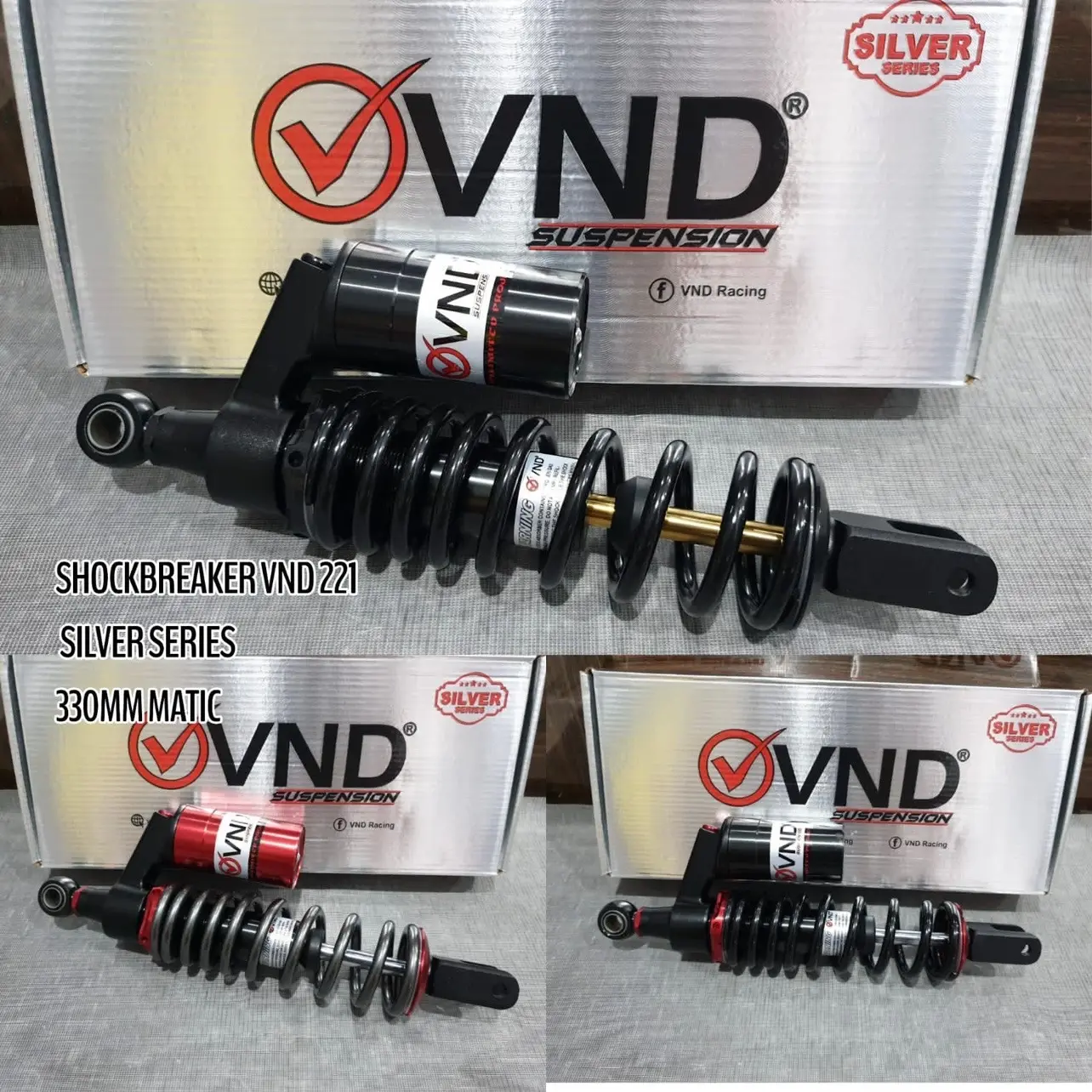 VND Shockbreaker Tabung Atas AK 221 B1 330mm Vario 125/ Vario 150/ Beat FI/ New Scoopy/Vario 110 FI Motor