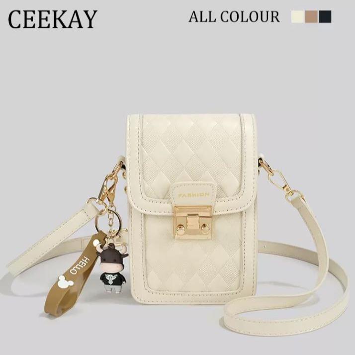Túi Xách Nữ CEEKAY Chính Hãng Chần Kẻ Lưới Khóa Bấm Quai Kèm Móc Khóa Hàng Quảng Châu
