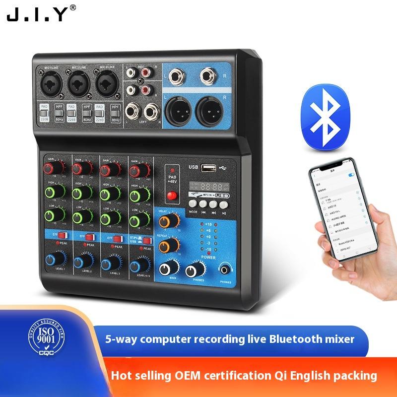 Mixer 5-way computer recording Free drive sound card Live home stage Bluetooth USB DJmixer mixer 2