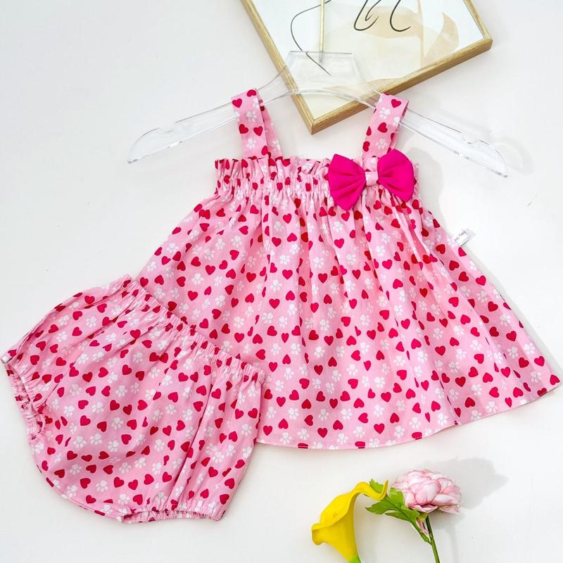 Set đồ bộ 2 dây cho bé gái 3-15kg, vải Cotton mềm mại, thoáng mát Sandal Dép Sandal 1