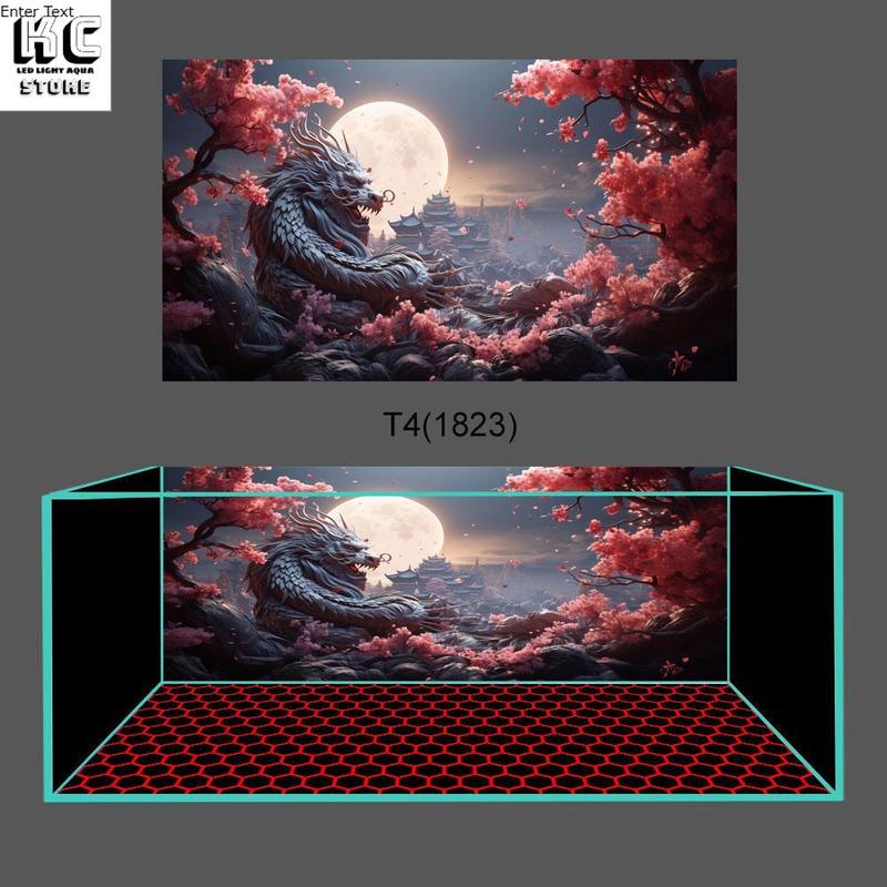  Decal 3d dán bể cá cảnh  tranh 3D có keo  mẫu tone tối 3D cho huyết    la hán  dĩa... decal dánbểcá 