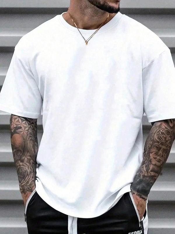 Men's Coconut Tree & Letter Print Drop Shoulder Sleep Tee, Regular Fit Casual Soft Comfortable Short Sleeve Round Neck Pj T-shirt for Daily Wear, Sleepwear Loungewear for Men, Summer Tops, Menswear 5