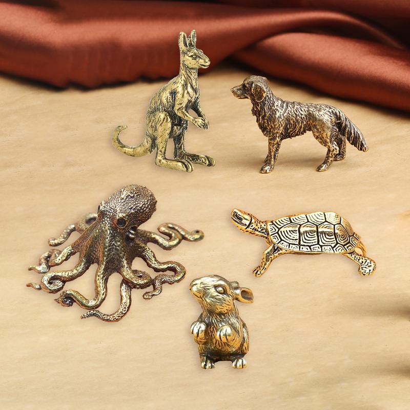 1pc Metal Brass Octopus Dog Kangaroo Desktop Ornament Figurines Zodiac Dog Ornament Animals Party Gifts Room Decor Decoration Items Decorating Design 4