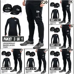 Paket 3 in 1 kaos mancing pelindung panas Topi truker dan celana joger distro Sport