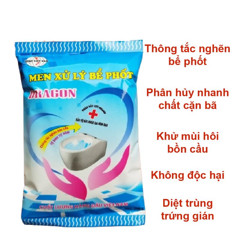 Men Xử Lý Bể Phốt Dragon - Bột Thông Bồn Cầu -  Khử Mùi Hôi - Phòng Tắc Nghẽn - Vĩnh Viễn Không Phải Hút Bể Phốt Làm Sạch