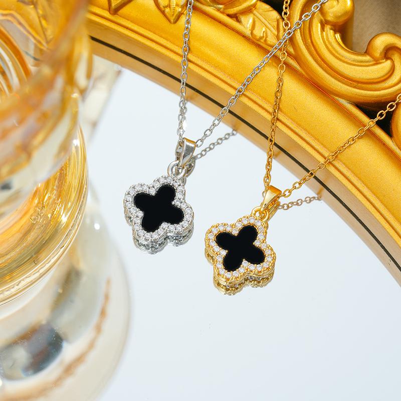 Product Introduction of Vòng Cổ Người Có Ảnh Hưởng Trực Tuyến, Thép Titan, Thiết Kế Cỏ Ba Lá Không Phai Màu, Zircon Dát Siêu Nhỏ Thời Trang Mùa Hè, Hai Mặt, Dễ Phối Đồ, Cao Cấp, Dành Cho Nữ 4