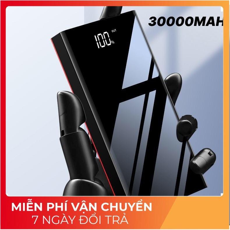 SẠC CỰC NHANH - PIN SẠC DỰ PHÒNG 30000MAH MẶT GƯƠNG ĐEN HUYỀN THOẠI (cao_nhien_thith) [Gương] 0