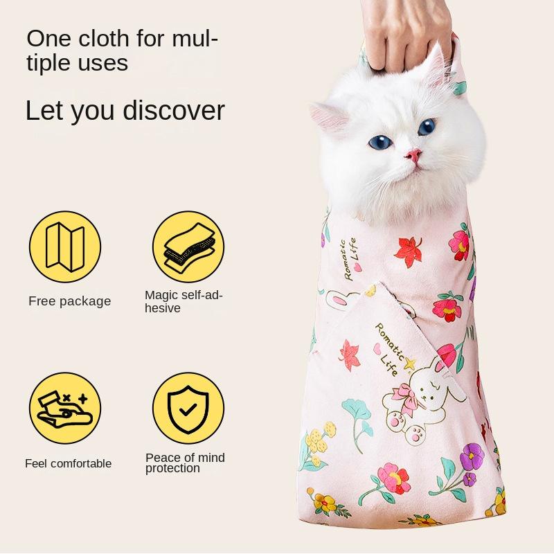 Product Introduction of Pet Cat Wrap Multi-Functional Self-Adhesive Cloth Hundred Stickers Cute Cat Cleaning Nail Trimming Anti-Scratch Anti-Escape Fixing Cloth scratcher  dinding 3