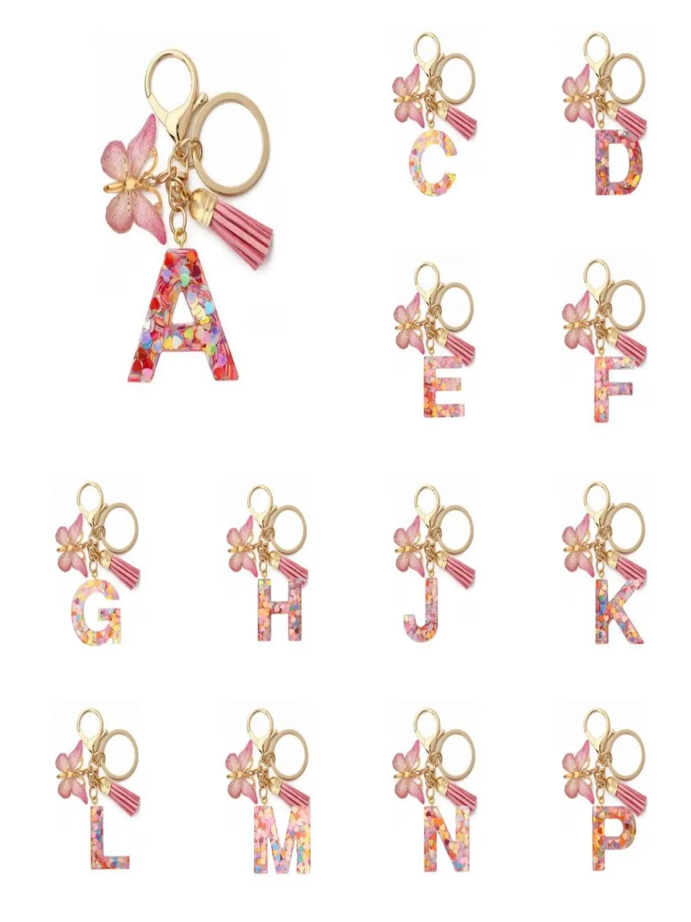 Cute Tassel Decor Keychain, Fashionable Letter Design Keychain for Women & Men, Trendy All-match & Exquisite Keychain for Birthday Gift