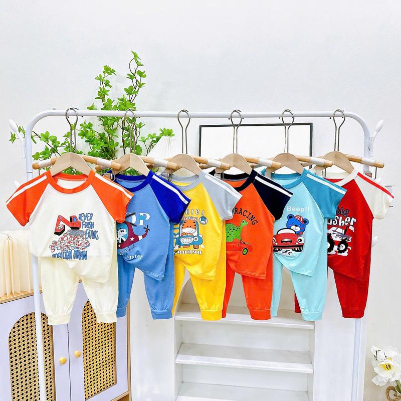 Bộ quần áo cộc tay quần dài in hình  MK440 (6-16KG) chất thun lạnh mỏng mềm mát cho bé dưới 3 tuổi