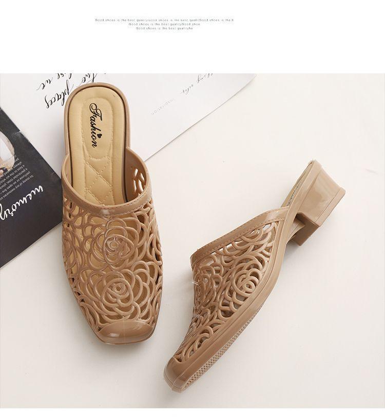 Product Introduction of Dép Đi Biển, Dành Cho Nữ, Có Thể Đeo Ngoài Trời, Bít Mũi, Gót Trung Bình Mùa Hè, Thời Trang, Dễ Phối Đồ, Không Trơn Trượt, Đế Mềm, Phong Cách Hàn Quốc, Thiết Kế Khoét Lỗ, 2024 13