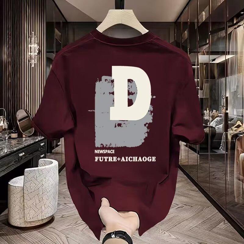 Product Introduction of Cotton 250gsm summer short sleeved T-shirt for men, casual, trendy, fashionable, printed T-shirt, round neck, sports, breathable 7