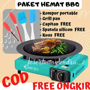 Kompor portable dan grill pan Paket hemat / alat BBQ paket hemat tahun baru