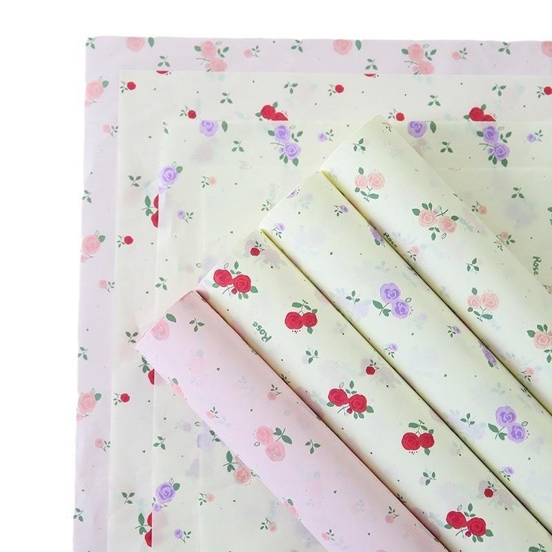 Tập 20 Tờ Giấy Nhăn Bó Hoa, Bọc Quà Họa Tiết Hoa Nhí, Nơ Xinh Xắn, Giấy Lót, Mếch Nến, Giấy Vò Loại 1 2