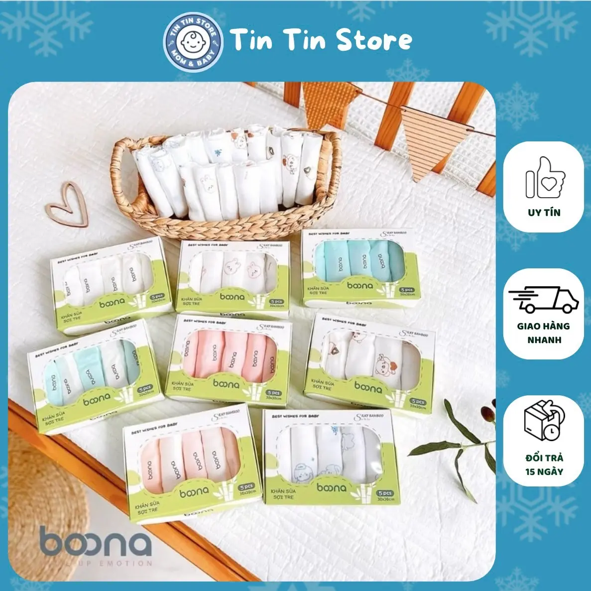 Set 5 khăn sữa/ khăn xô vải muslin mềm mịn, an toàn cho bé sơ sinh